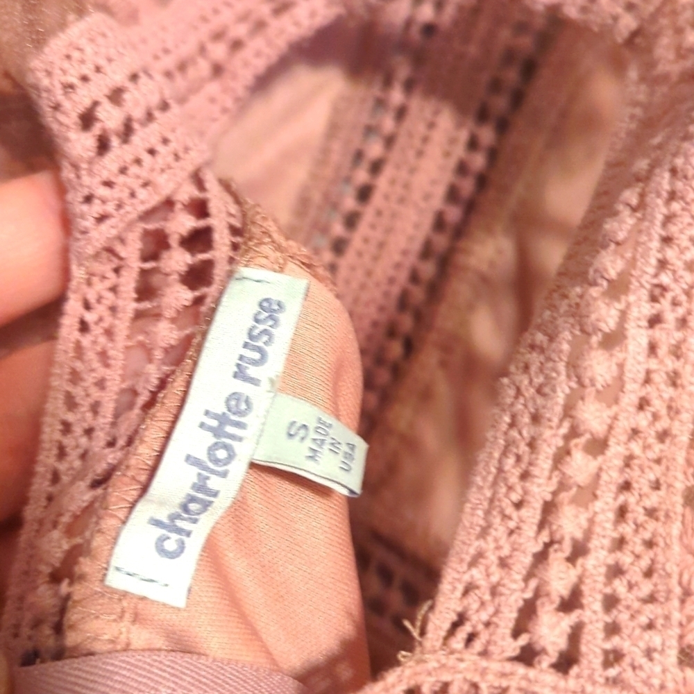 Charlotte russe rose colored lace romper. - Picture 5 of 5